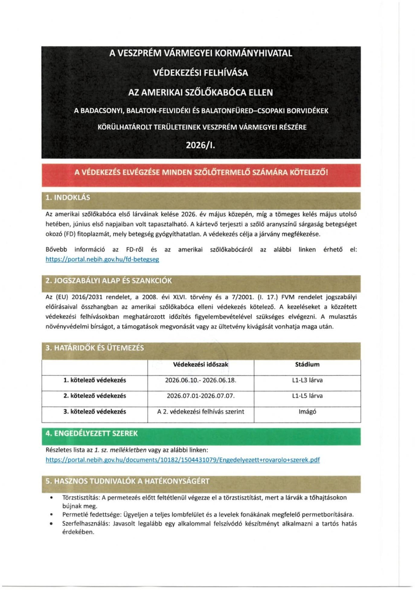 Védekezési felhívás I 2026a